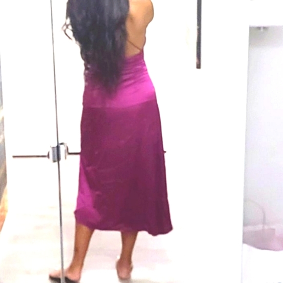 Ruched front split thigh satin cami dress - Picture 6 of 6